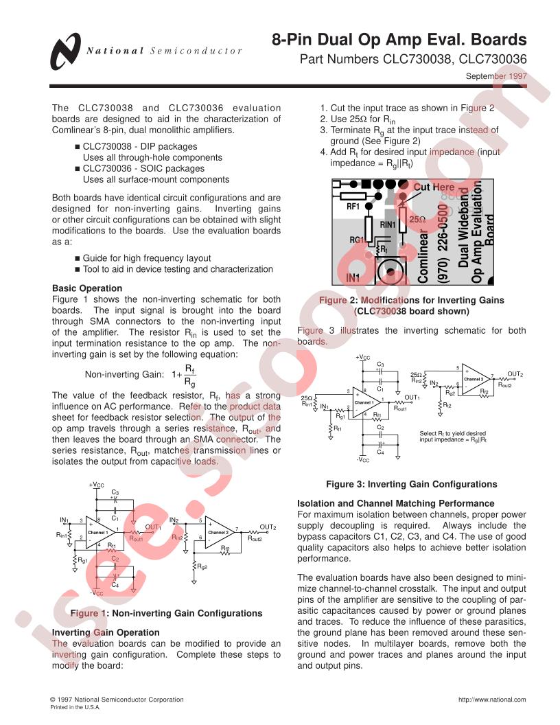 CLC730038, CLC730036 Eval Brds