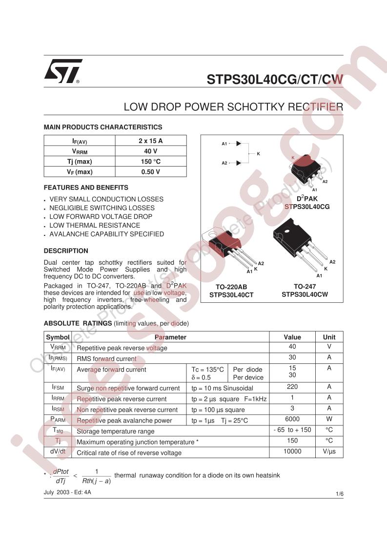 STPS30L40CG/CT/CW
