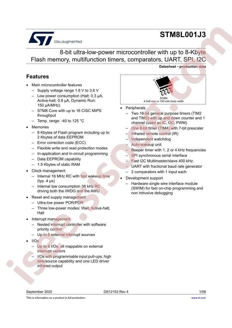 STM8L001J3 Datasheet