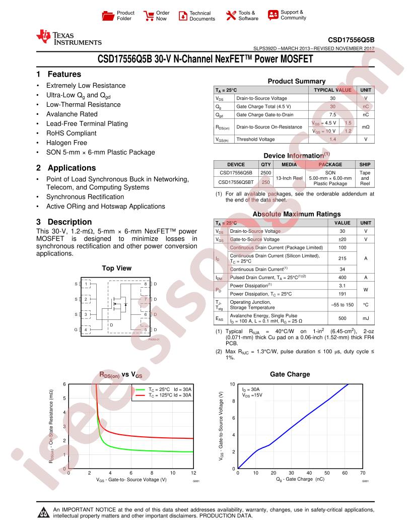 CSD17556Q5B Datasheet