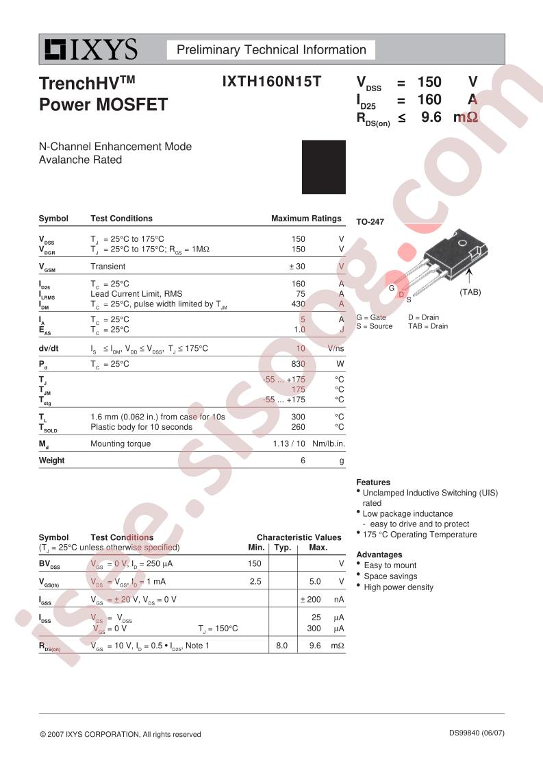 IXTH160N15T