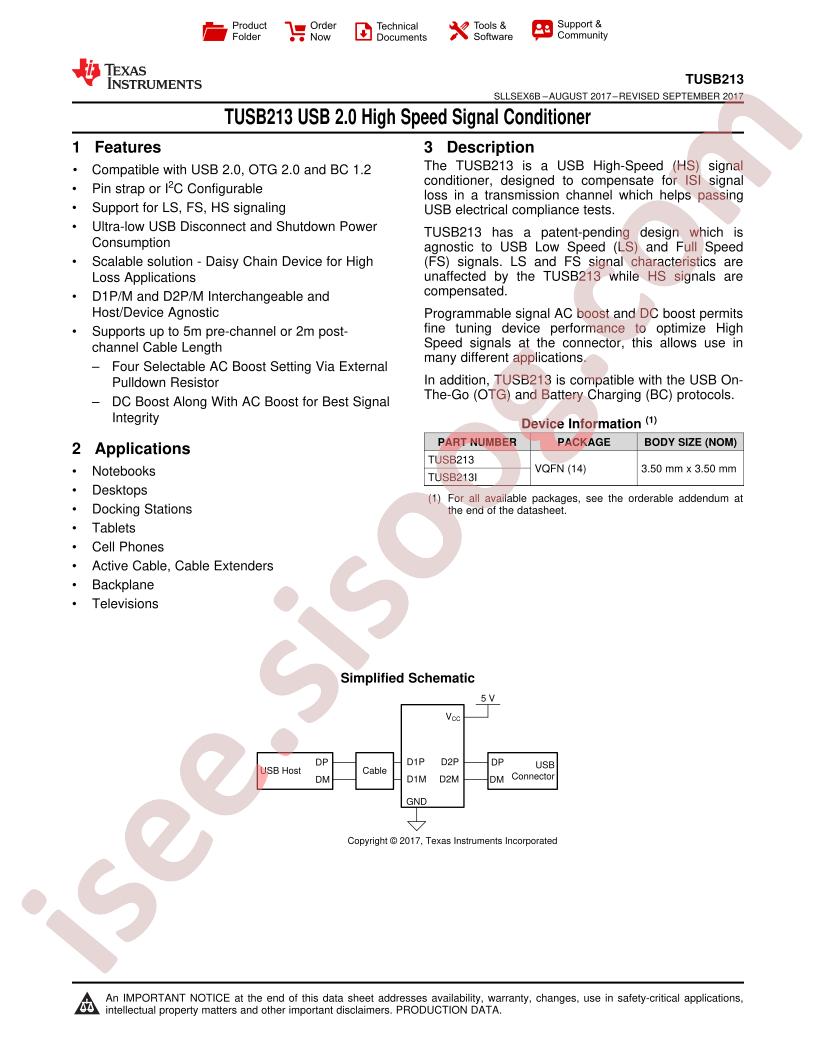 TUSB213 Datasheet