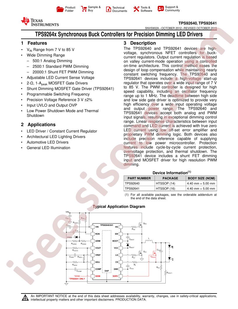 TPS92640,41 Datasheet