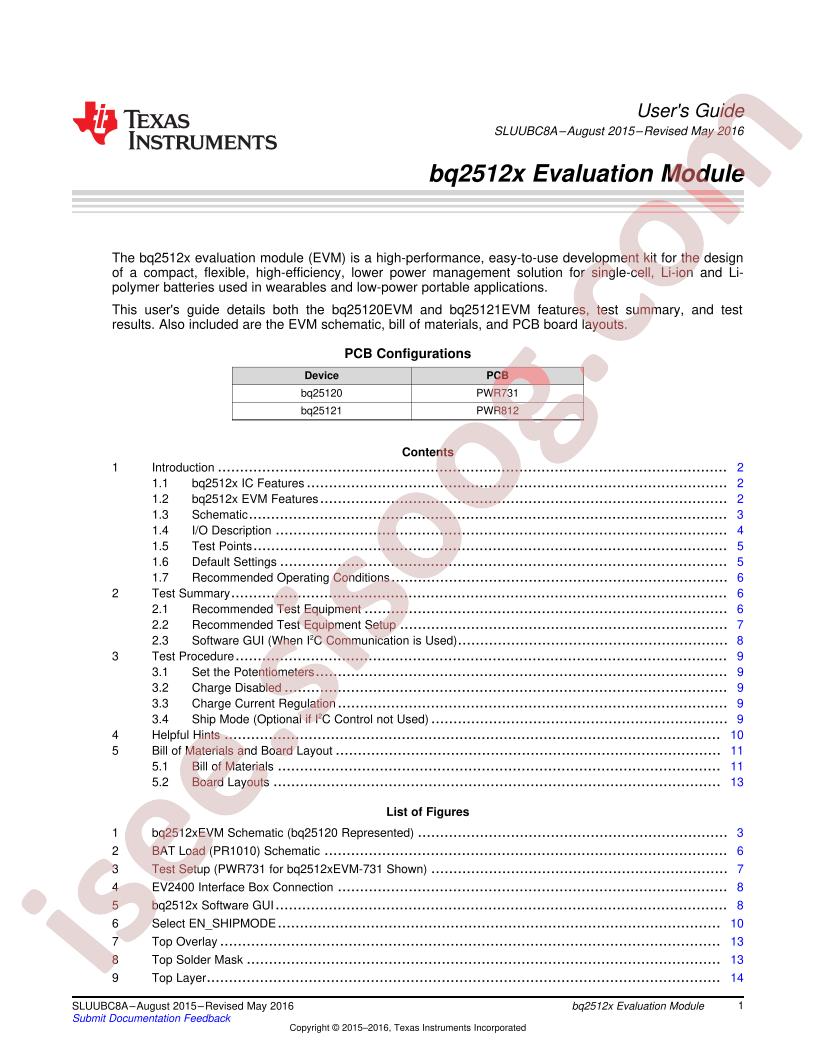 BQ2512x EVM User Guide