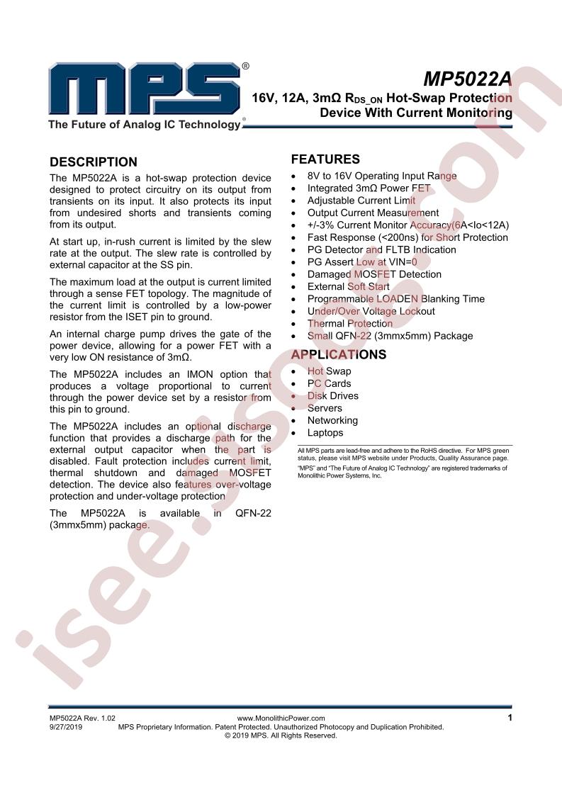 MP5022A Datasheet