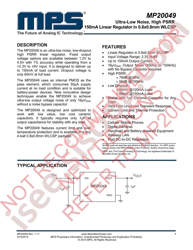 MP20049 Datasheet