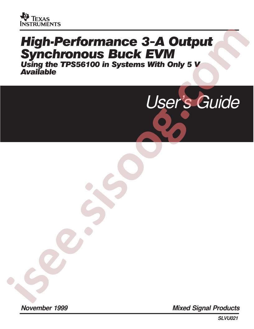 TPS56100 EVM 3-A Guide