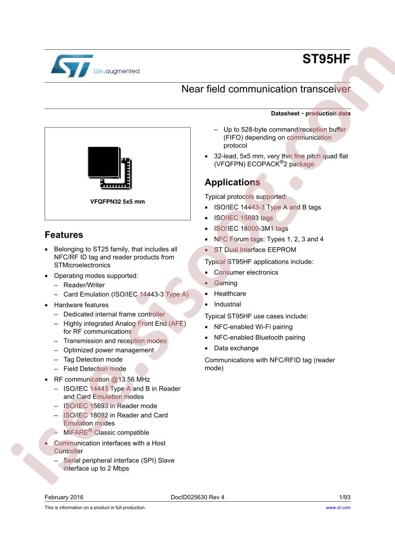 ST95HF Datasheet