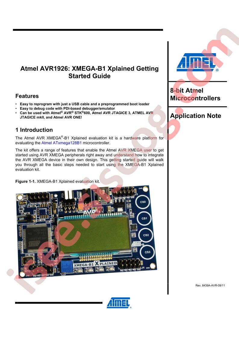 XMEGA-B1 Xplained Get Started Guide