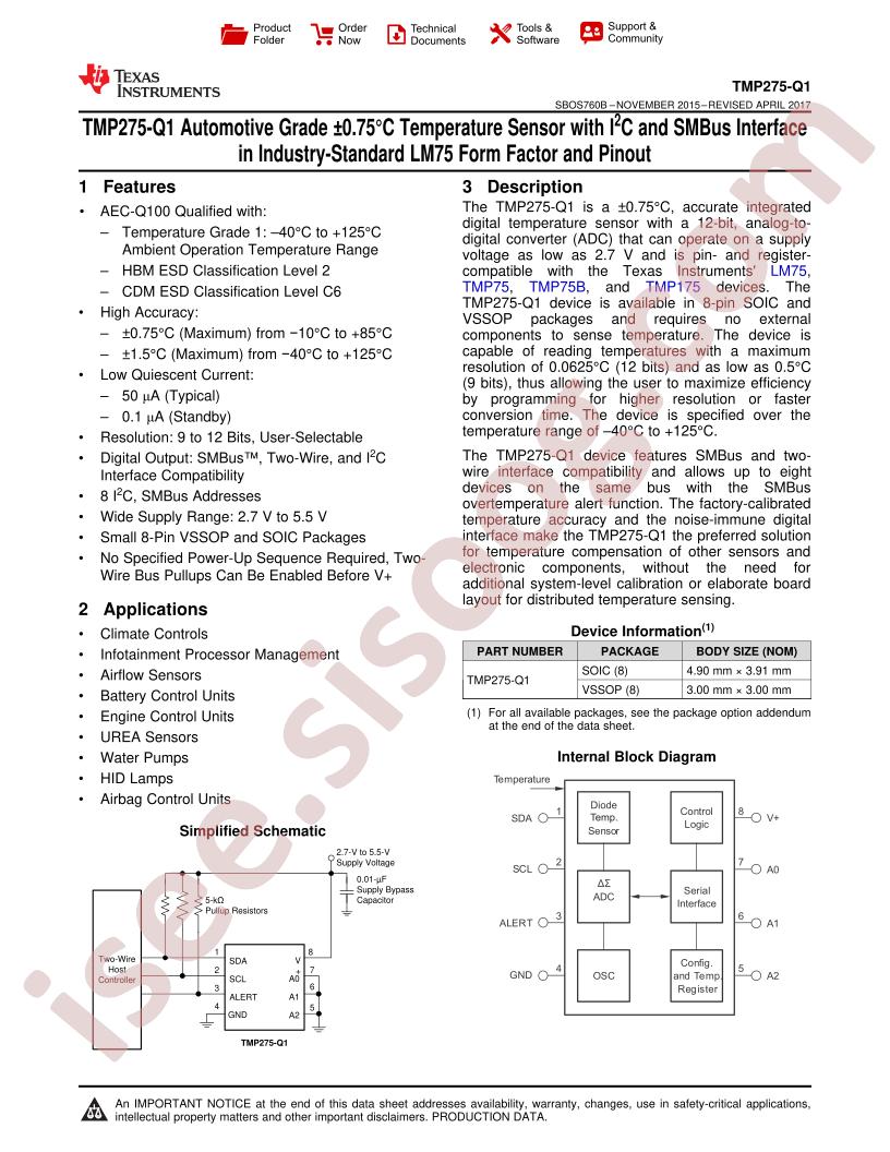 TMP275-Q1 Datasheet