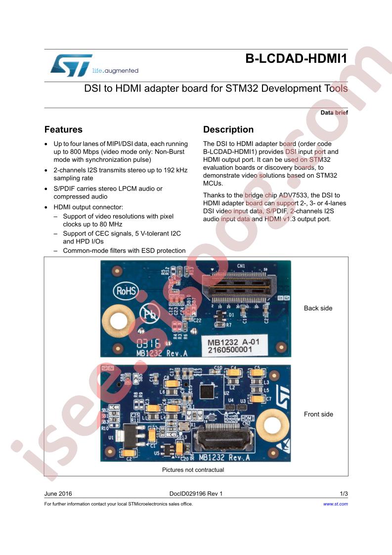 B-LCDAD-HDMI1 Data Brief