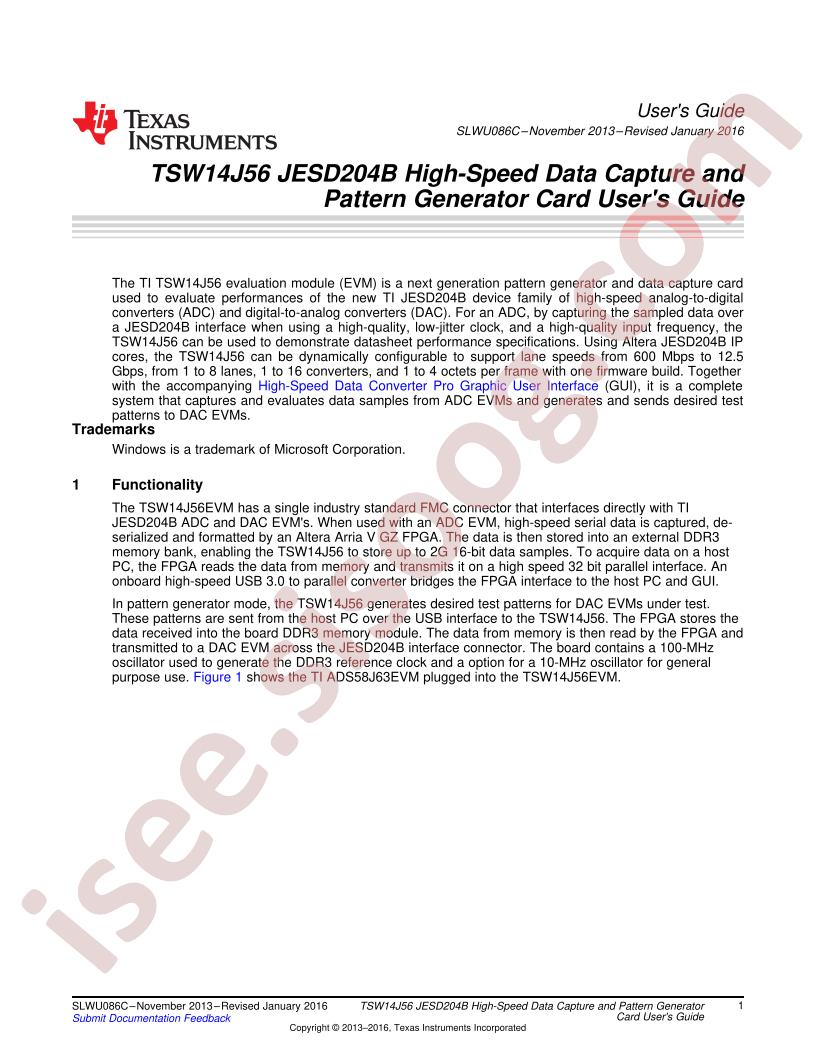 TSW14J56 JESD204B User Guide