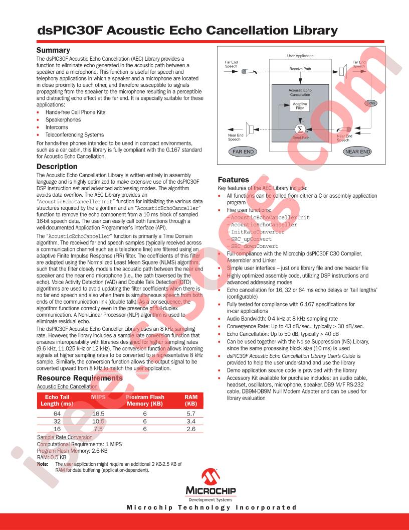DSPIC30F Acoustic Echo Cancellation Library