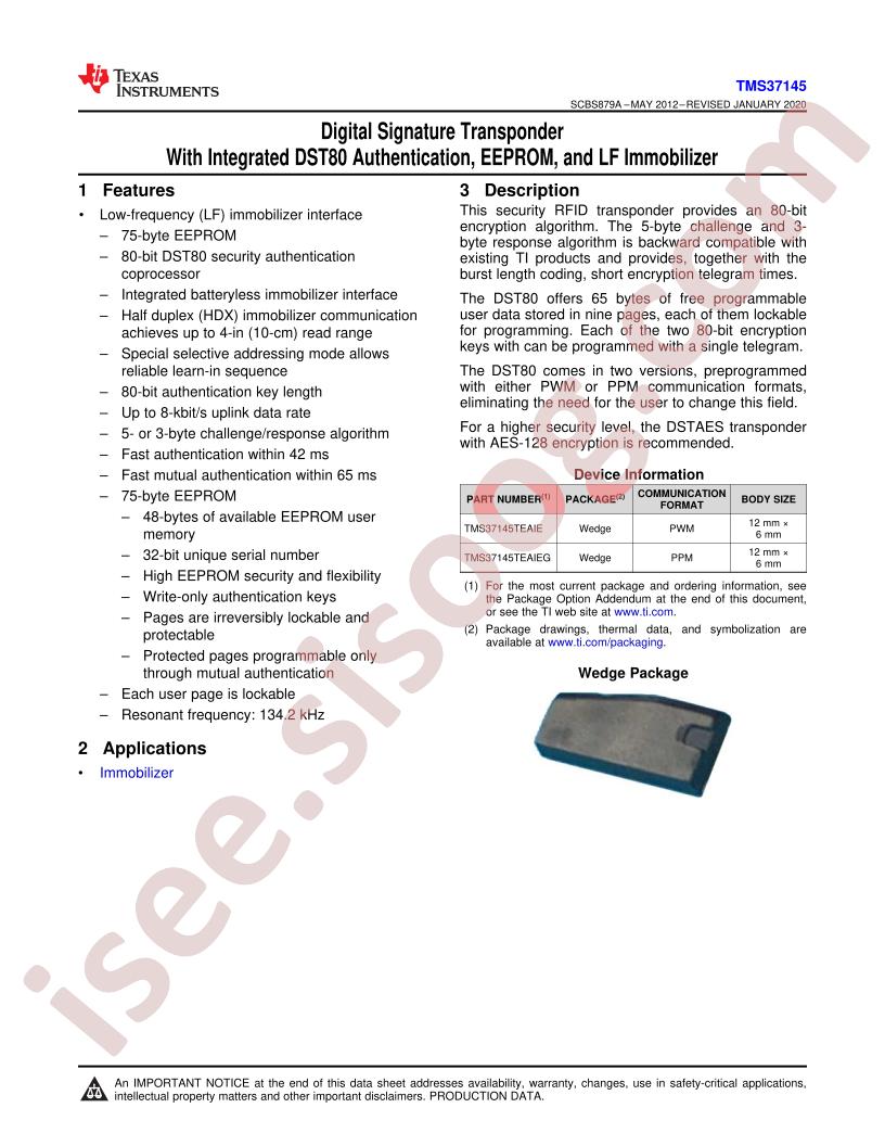 TMS37145 Datasheet