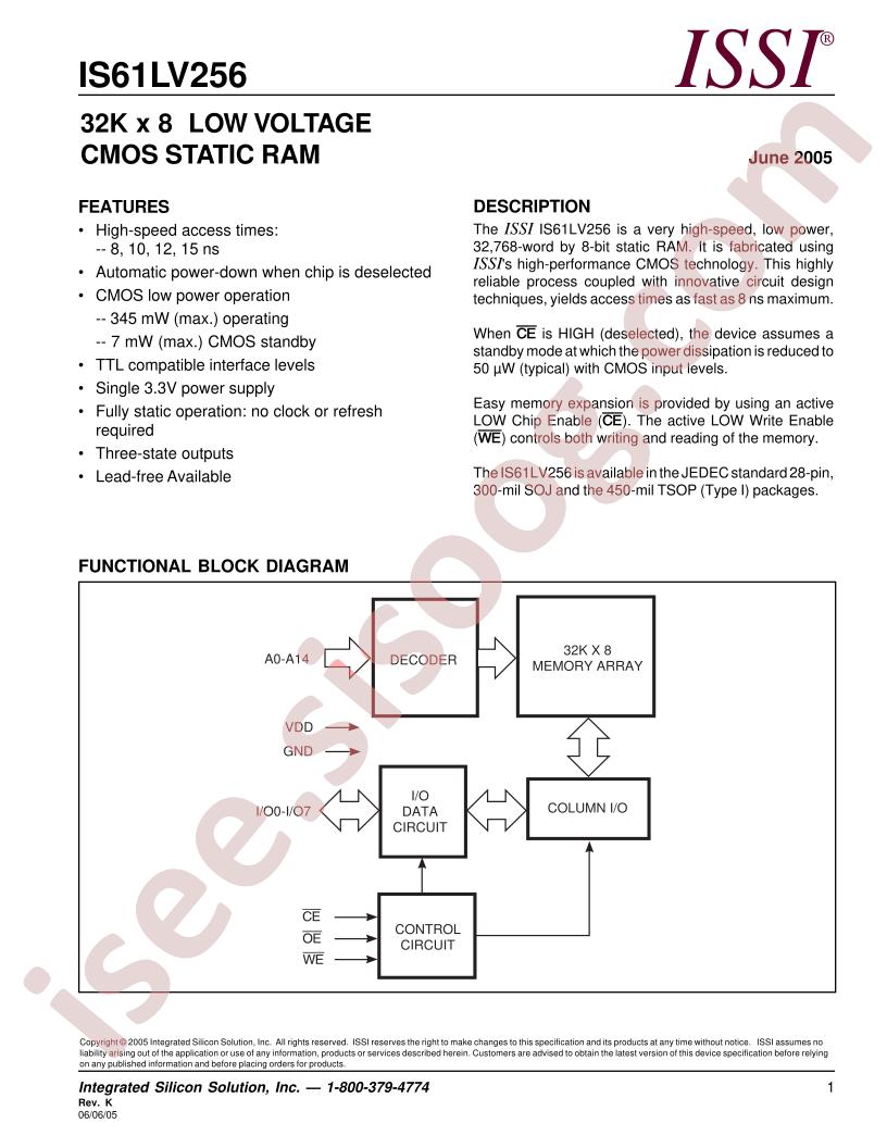 IS61LV256 Datasheet