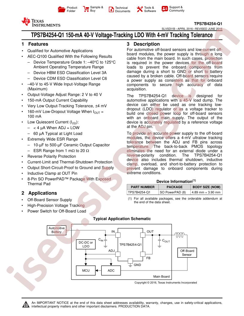 TPS7B4254-Q1 Datasheet