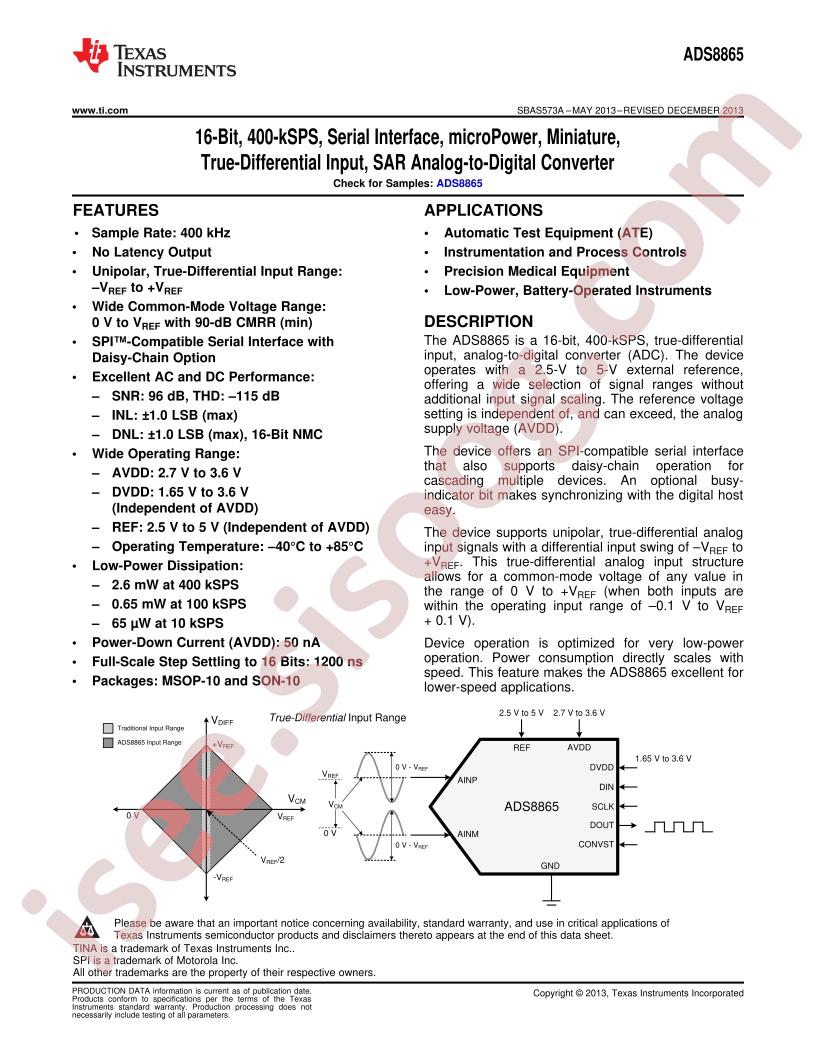 ADS8865 Datasheet