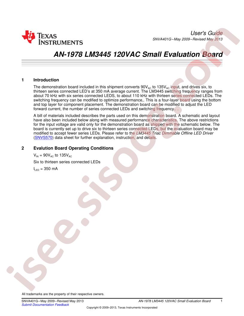 LM3445-120VSMEV Eval Board