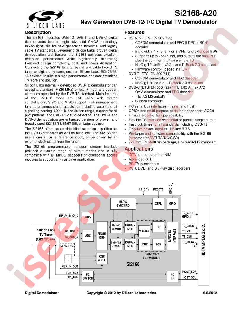 Si2168-A20 Short