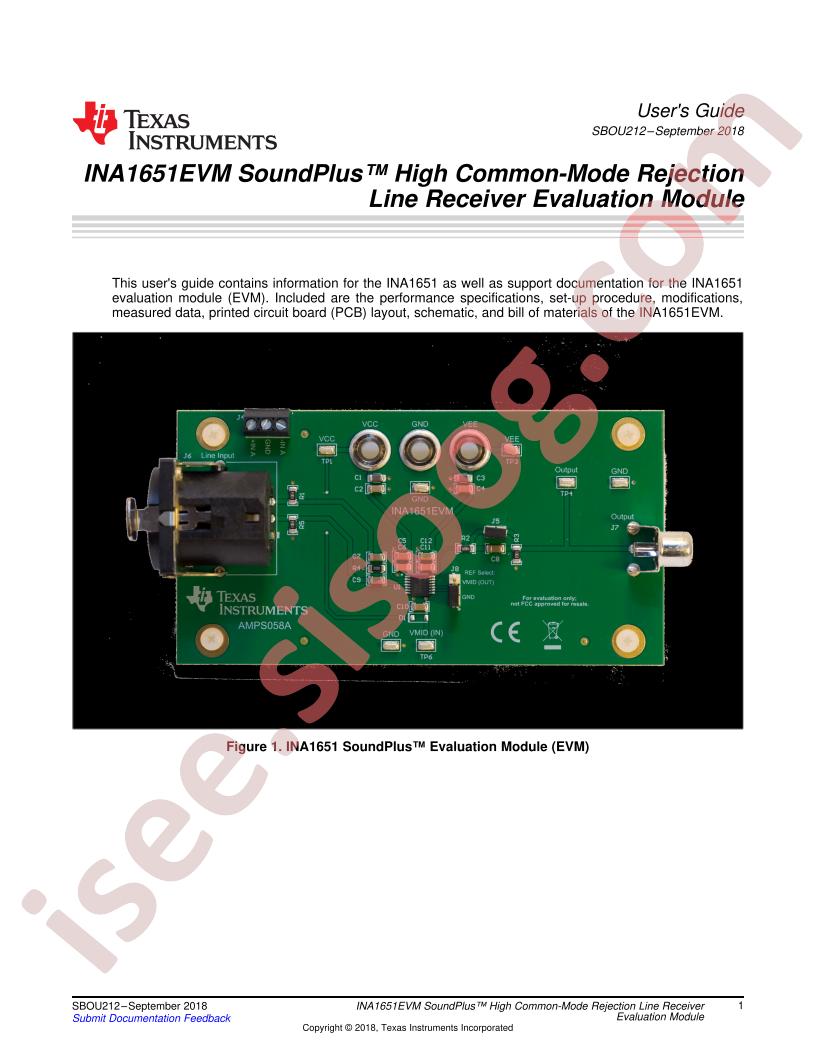 INA1651EVM User Guide