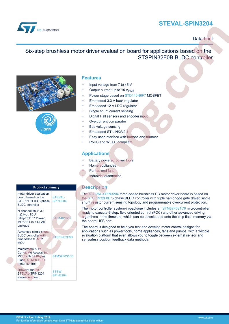 STEVAL-SPIN3204 Product Brief