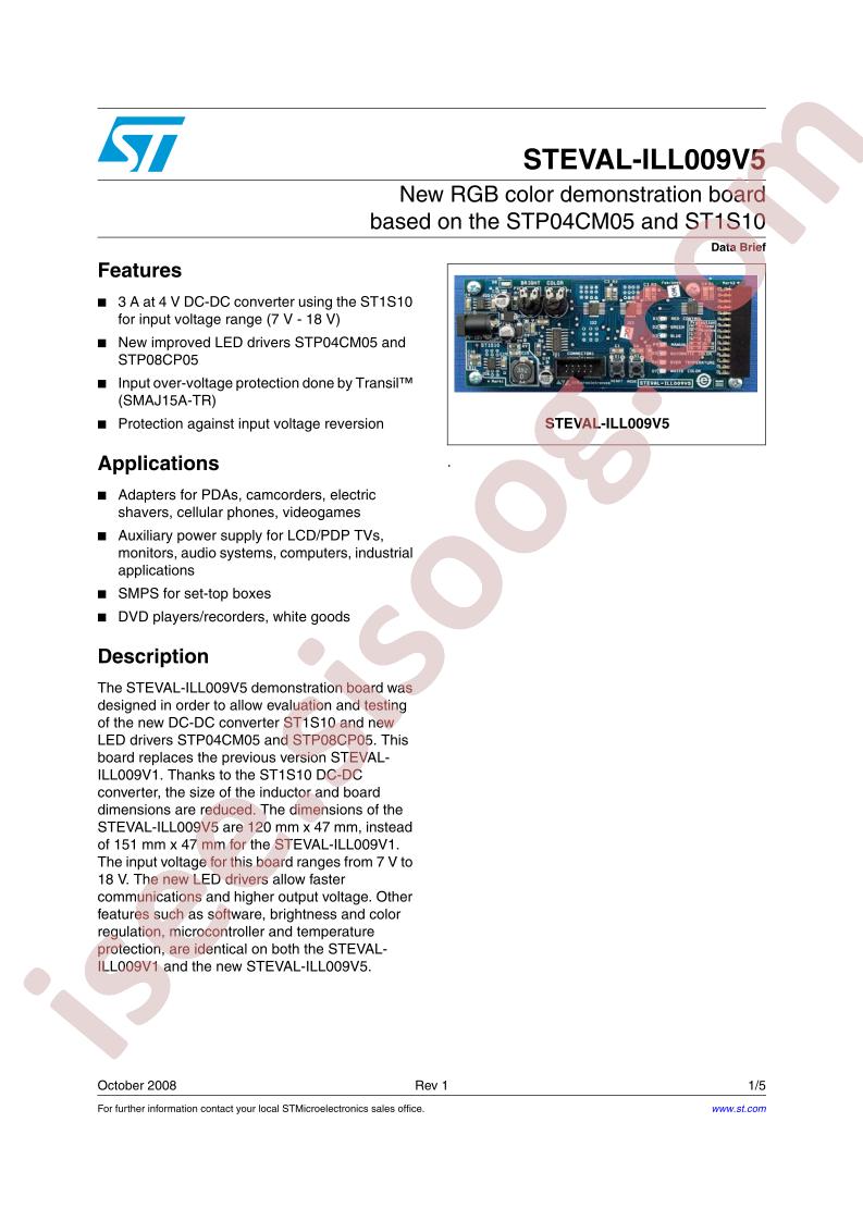 STEVAL-ILL009V5 Data Brief