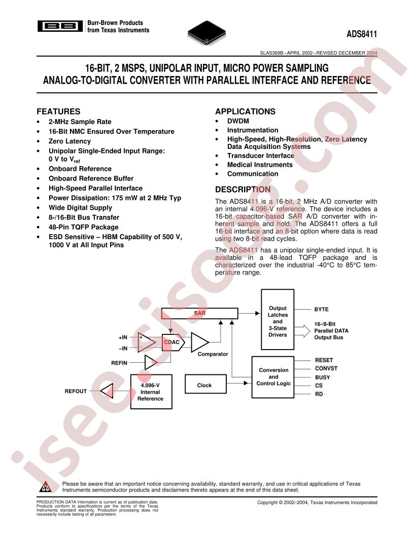 ADS8411 Datasheet
