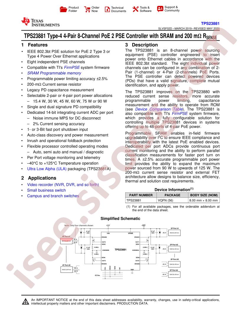 TPS23881 Datasheet