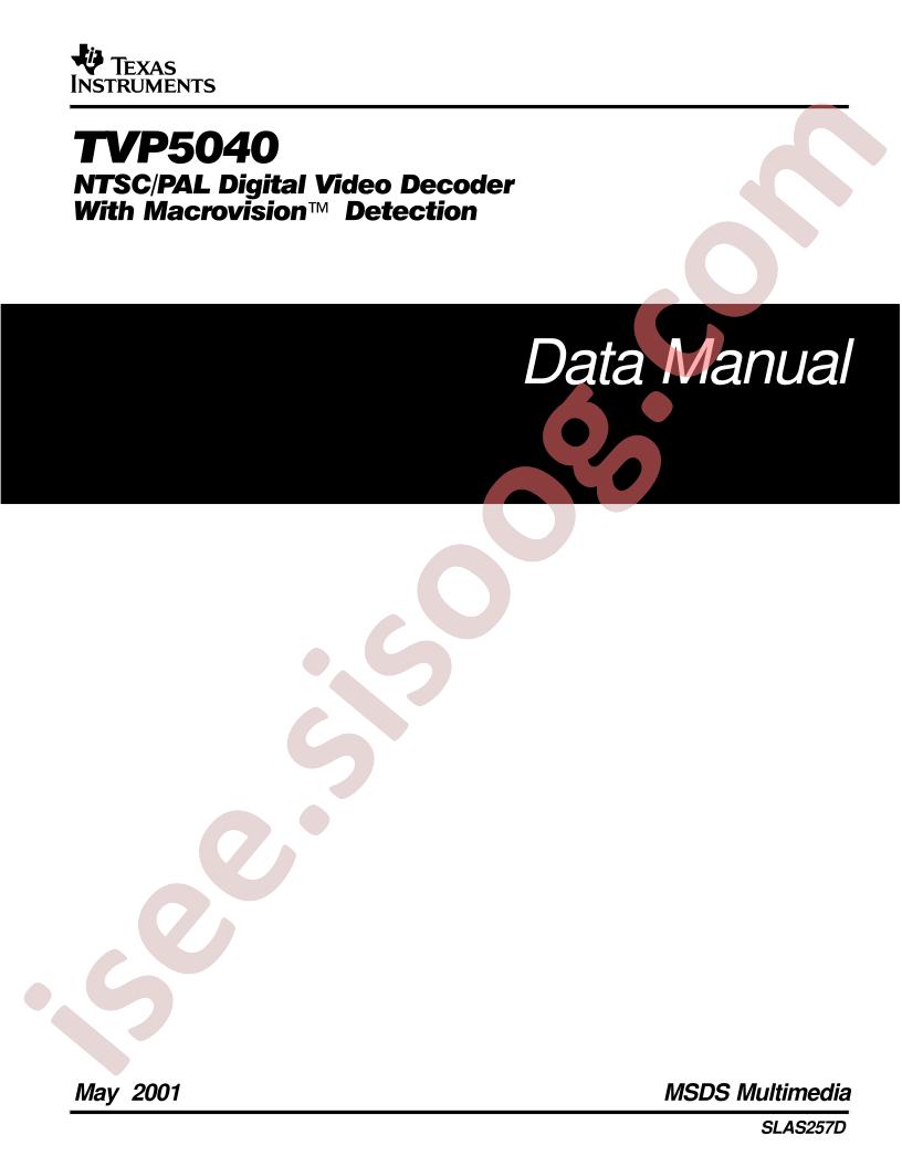 TVP5040 Data Manual
