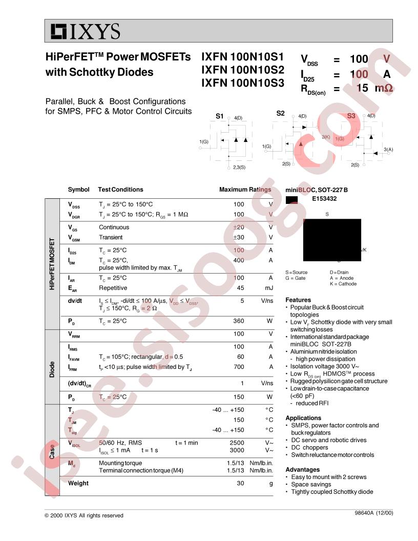 IXFN100N10S1/2/3