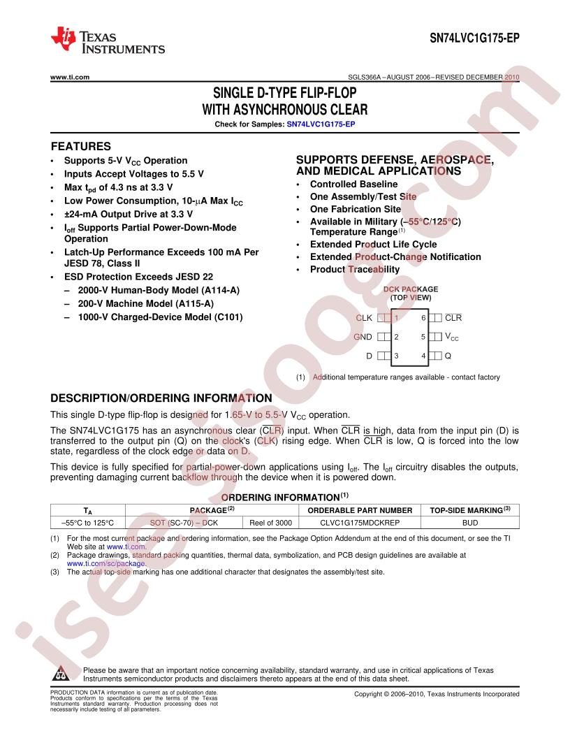 SN74LVC1G175-EP