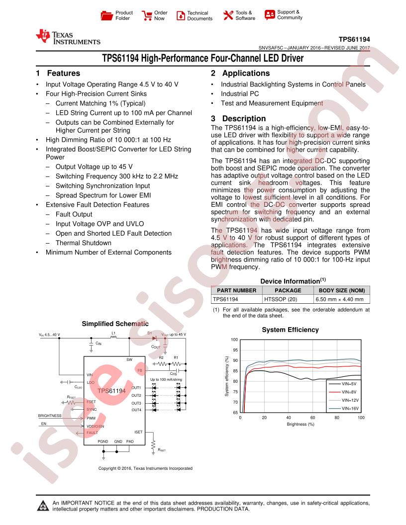 TPS61194 Datasheet