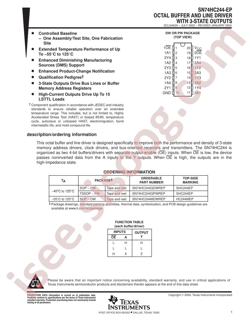 SN74HC244-EP