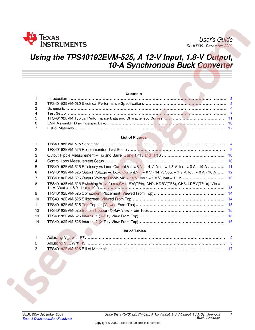 TPS40192EVM-525 Guide