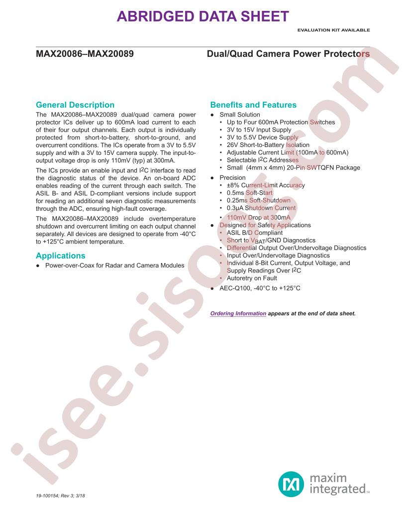 MAX20086-89 Abridged Datasheet