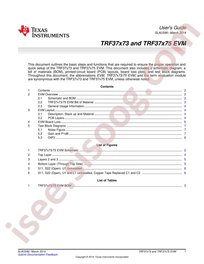 TRF37x73, TRF37x75 EVM User Guide