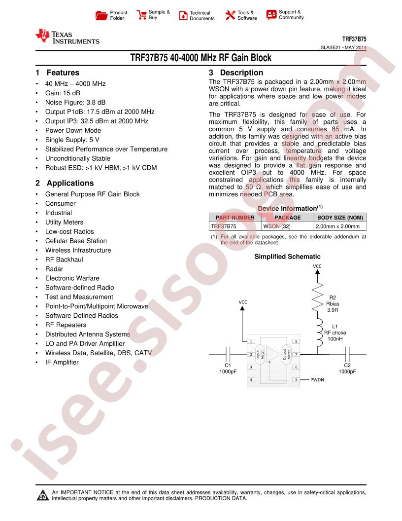 TRF37B75 Datasheet
