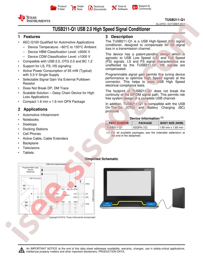 TUSB211-Q1 Datasheet
