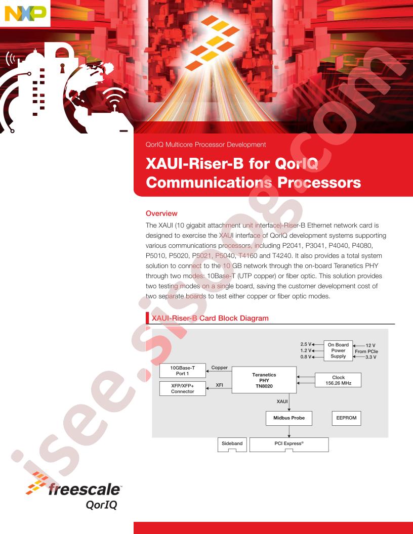 XAUI-RISER-B Fact Sheet