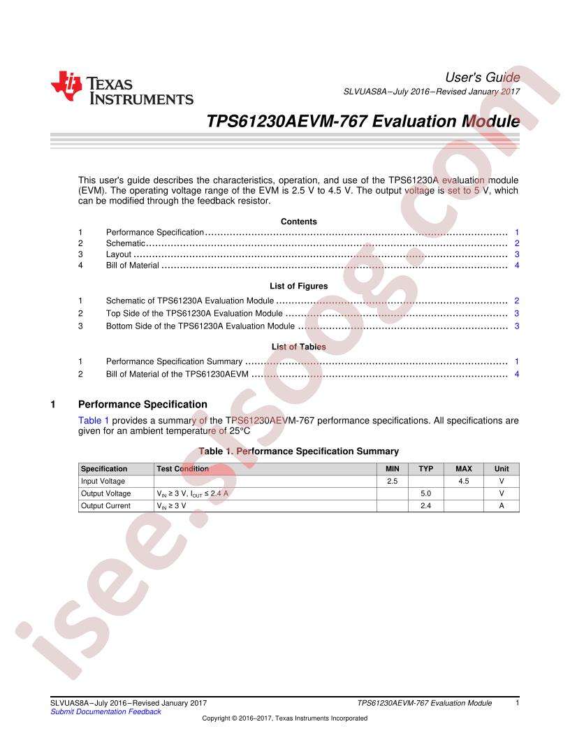 TPS61230AEVM-767 User Guide