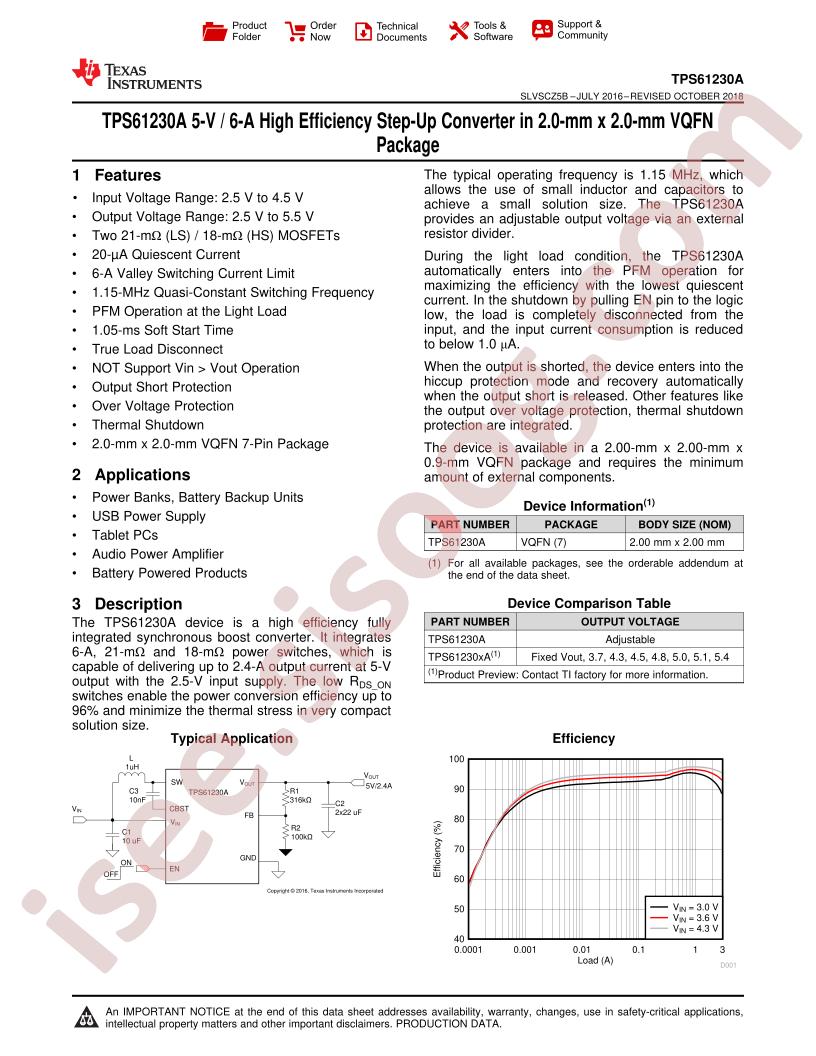 TPS61230A Datasheet