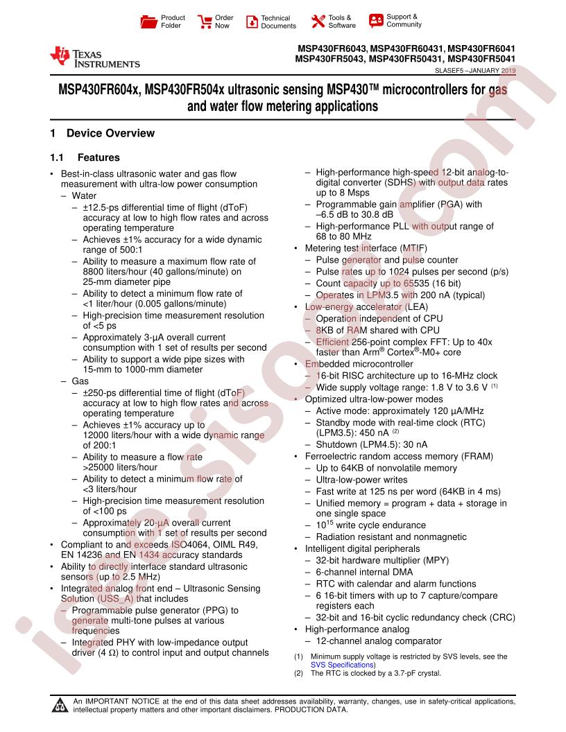 MSP430FR6043(1),MSP430FR60(4,5)1, MSP430FR5043(1) Datasheet