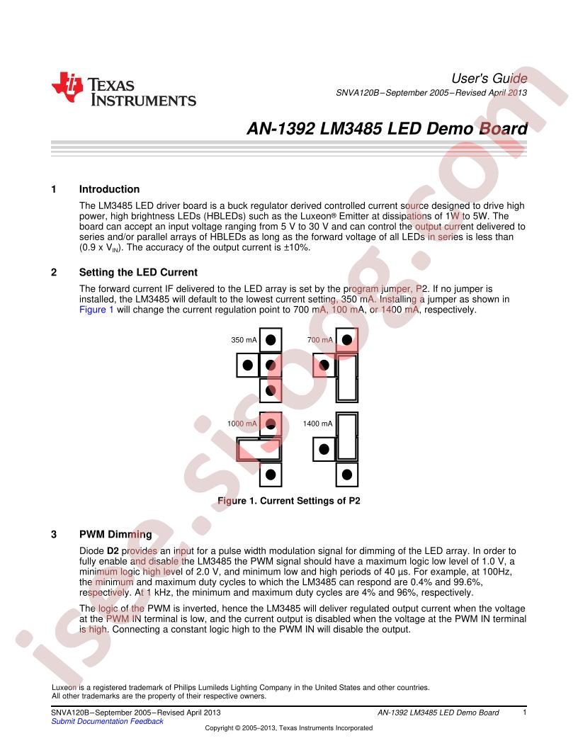 LM3485 LED Demo Board AppNote