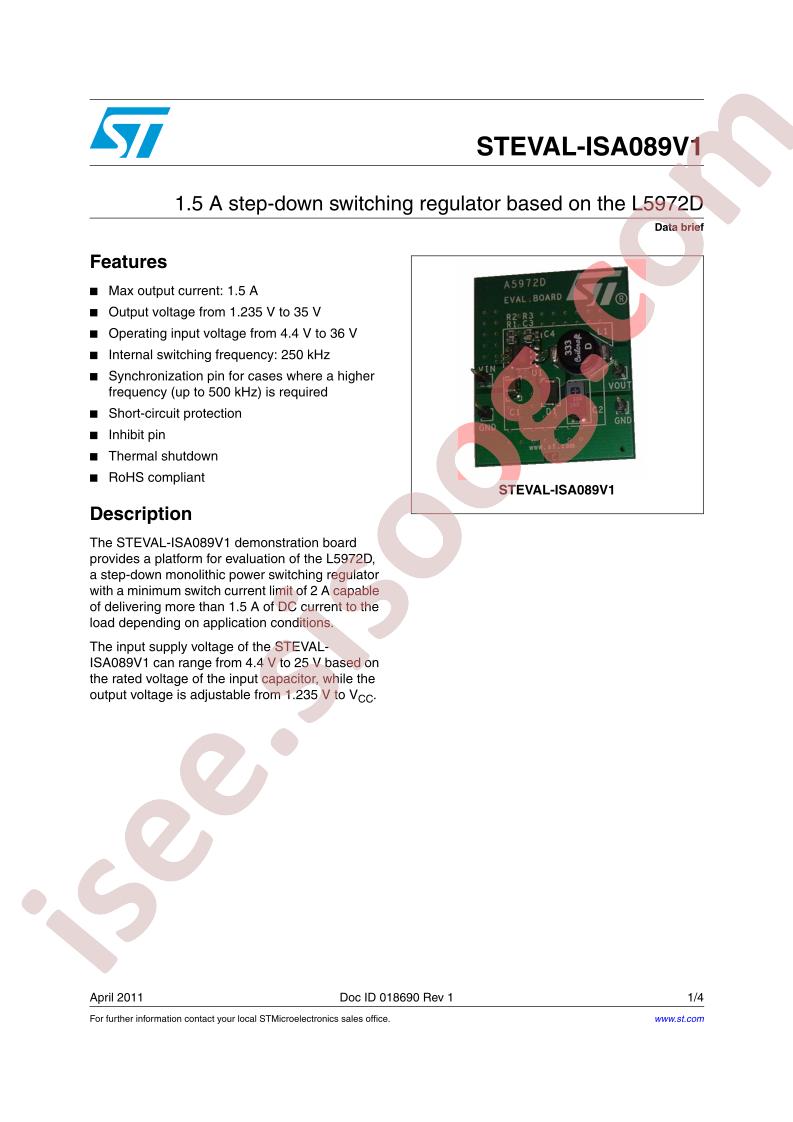 STEVAL-ISA089V1 Brief