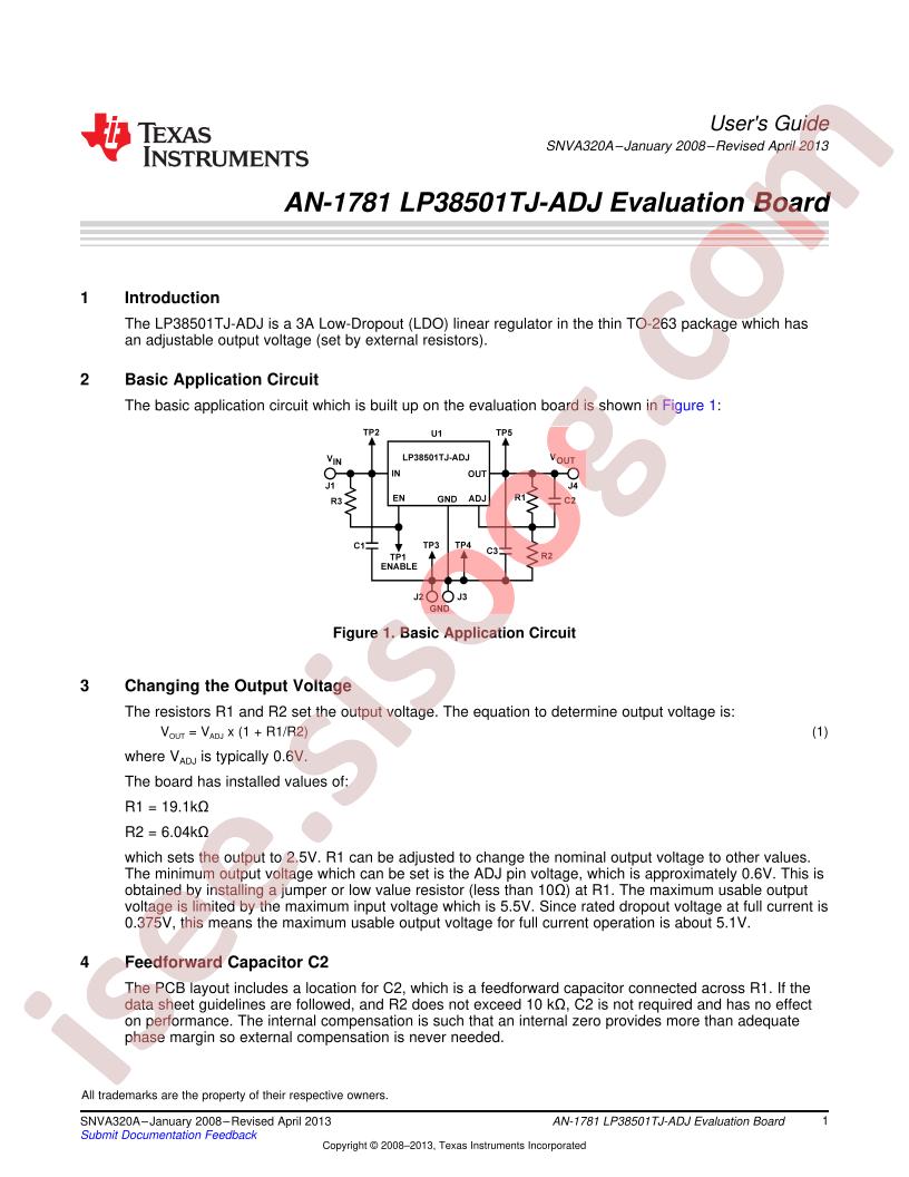 LP38501TJ-ADJ Eval Board