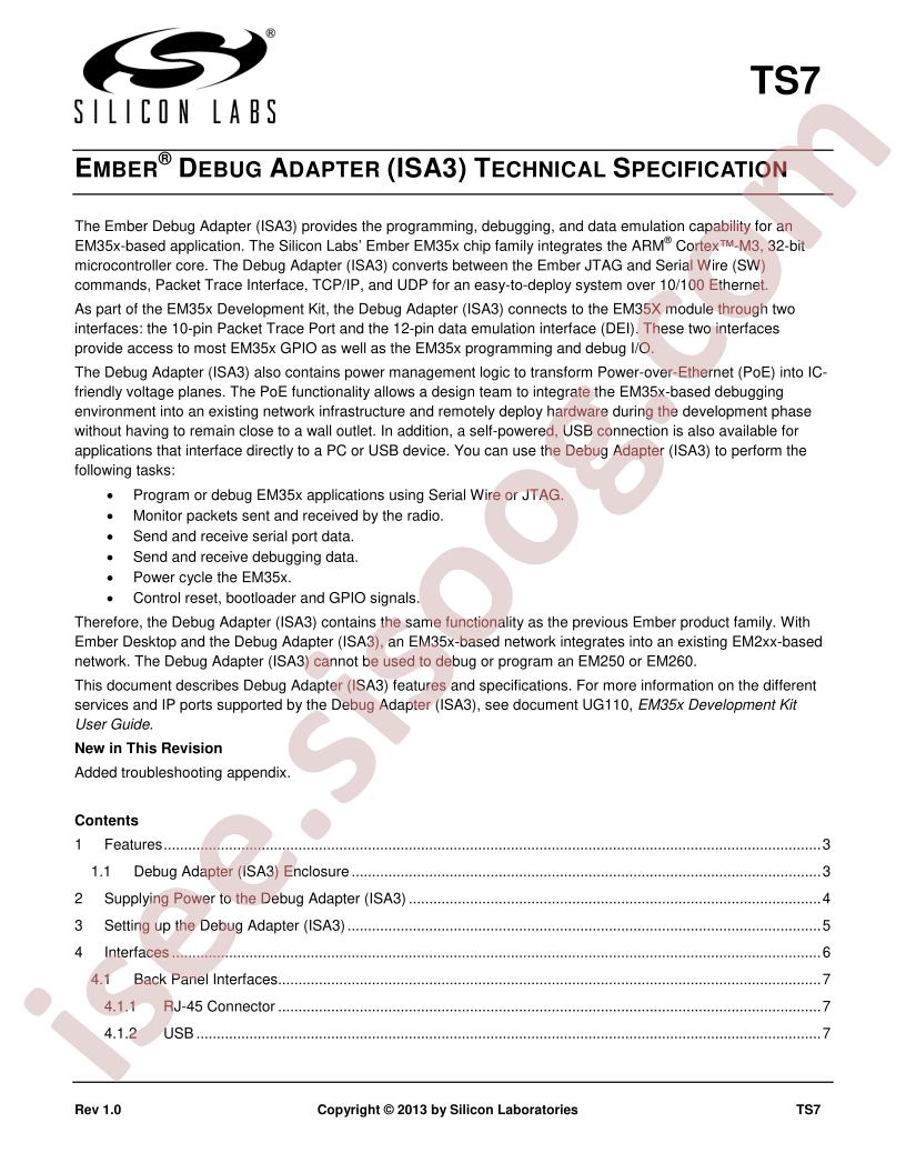 ISA3, Ember Debug Adapter Tech Spec