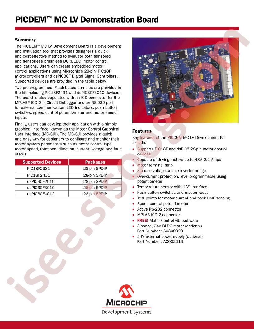 PICDEM MC LV Demonstration Board