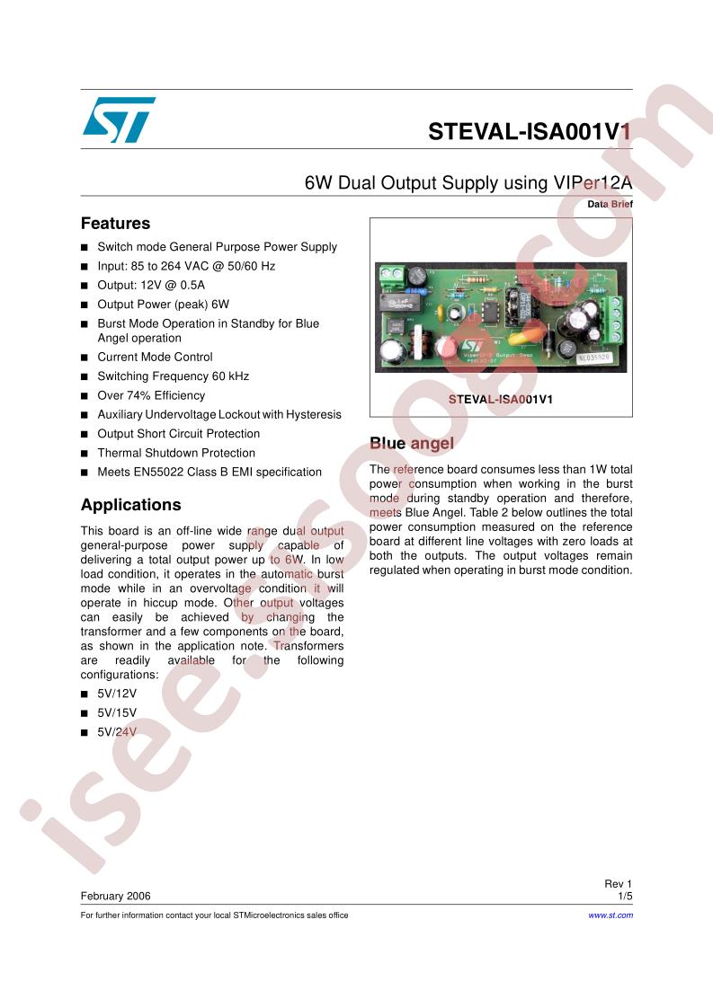 STEVAL-ISA001V1 Data Brief