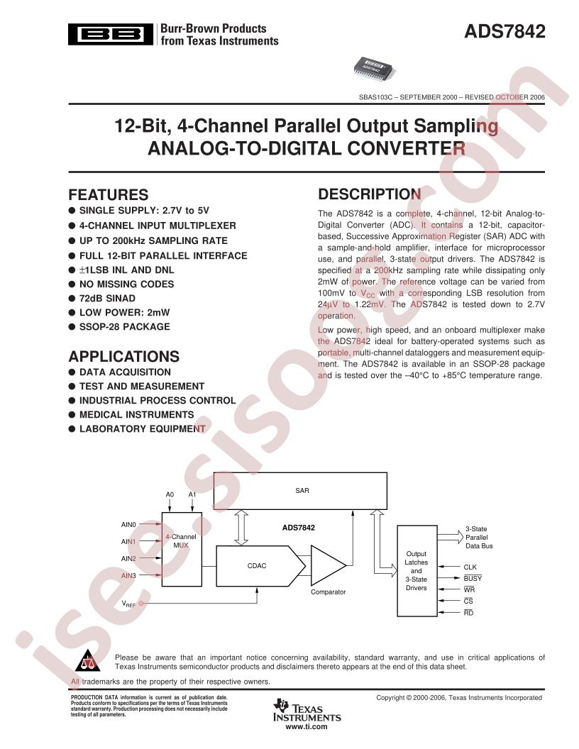 ADS7842 Datasheet