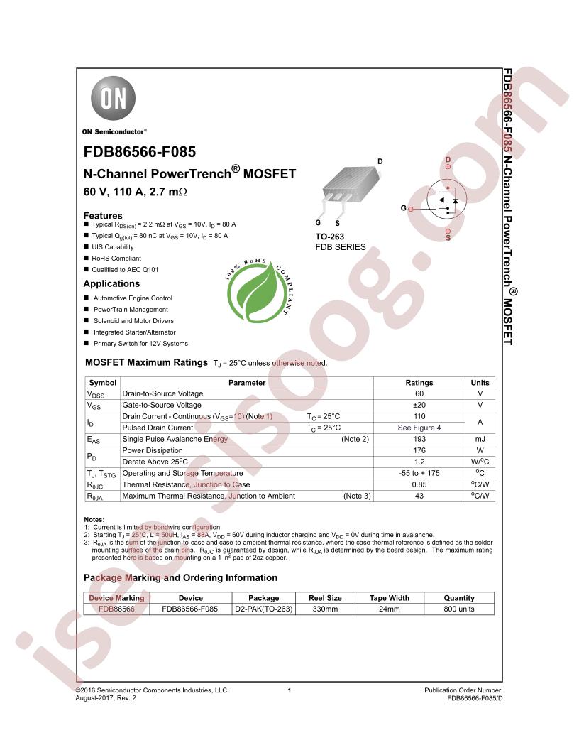 FDB86566-F085 Datasheet